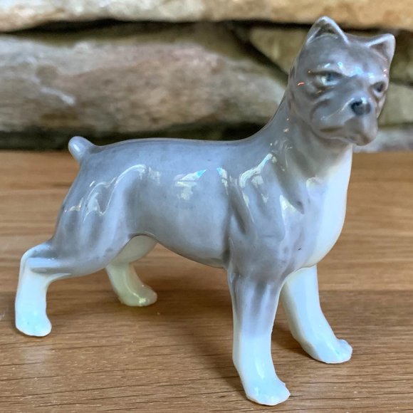 VTG Boxer Dog Figurine Japan Porcelain Puppy Miniature